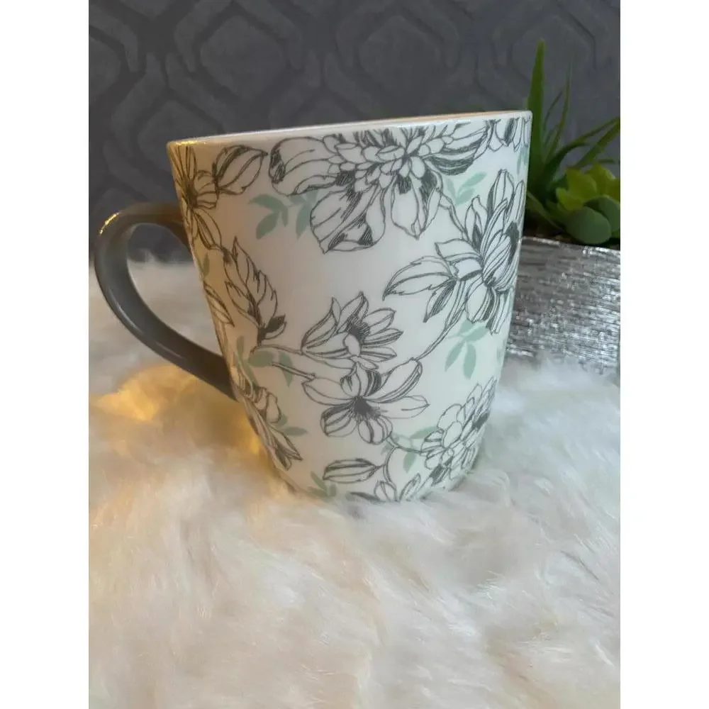 Floral Pattern Ceramic Mug with Inspirational Quote